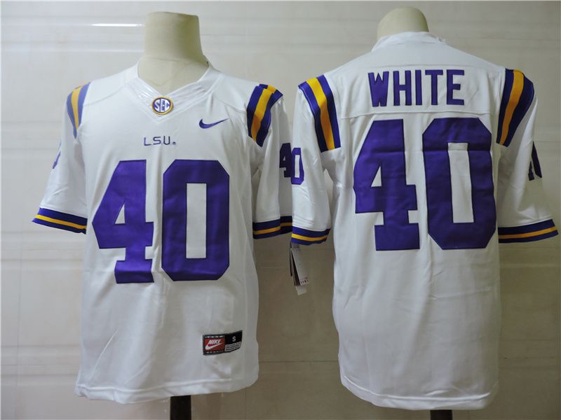 Men LSU Tigers #40 White White Nike 2025 NCAA Jersey->ncaa teams->NCAA Jersey